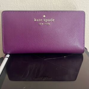 Kate Spade New York Staci Saffiano Leather Large Slim Wallet In Plum